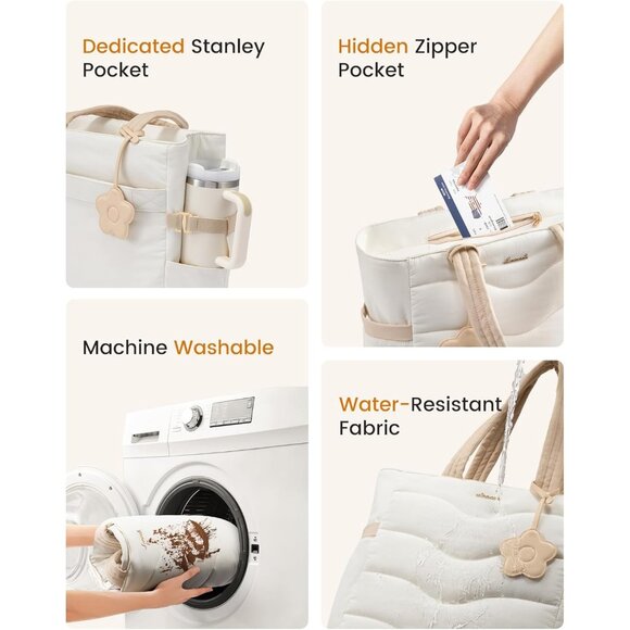 Elegant Women Handbag with Zipper Closure Trendy Nurse and Teacher Work Tote - Picture 5 of 7